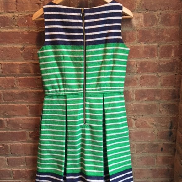 Striped Pleated Dress with Pockets - Picture 2 of 6